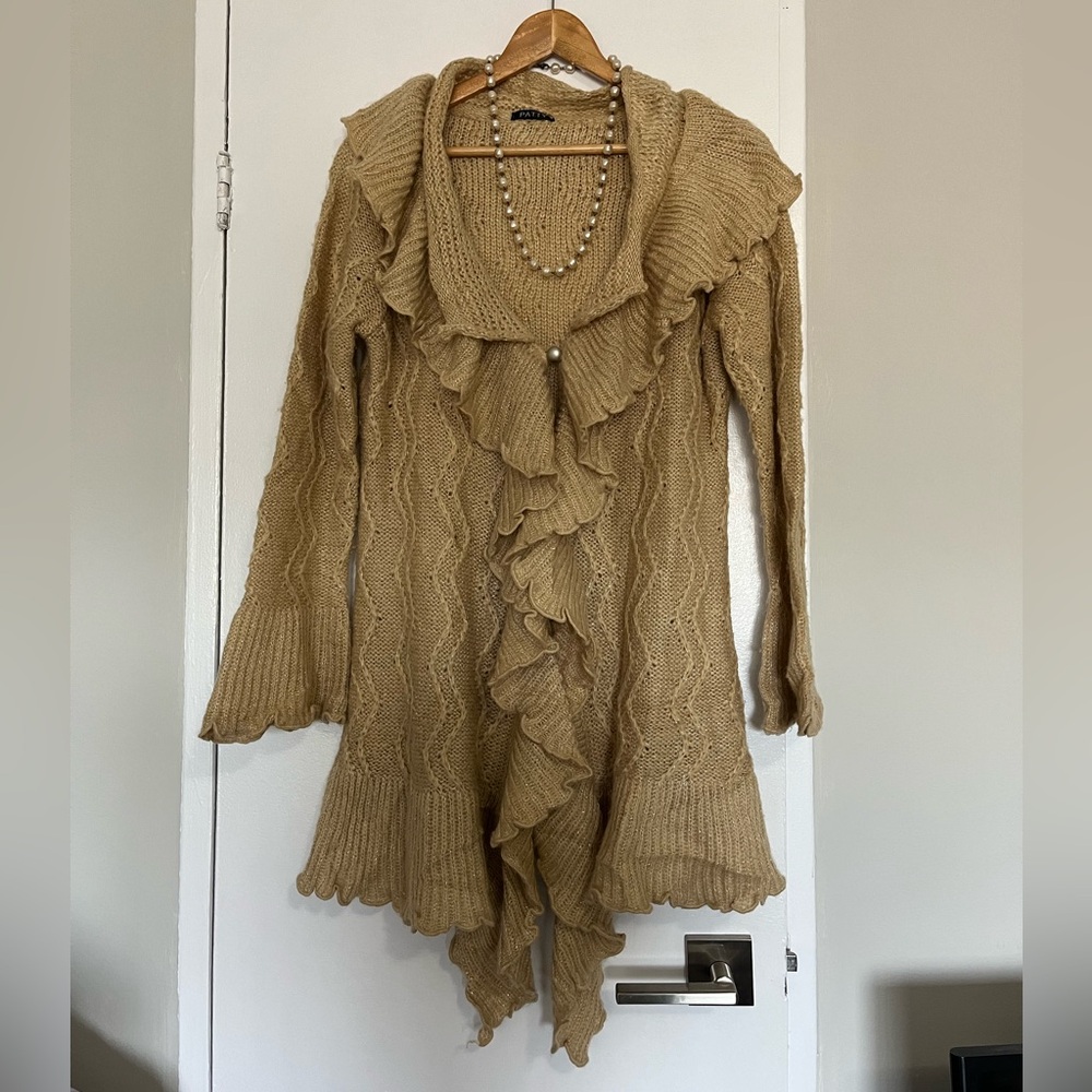 Women Victorian Boho Crochet Cardigan Gothic Steampunk Open Front Knit Sweater